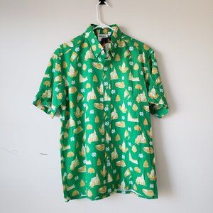 Notre Dame Fighting Irish Button Up Shirt Mens Medium Green Uscape USA NWT